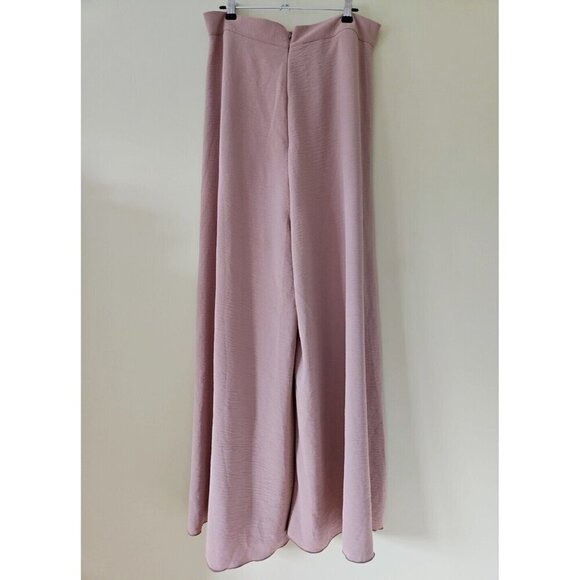 Gomorn Pants Womens L US 8/10 Beige Neutral Zip Pockets Wide Leg Dress Stretch - Picture 14 of 14